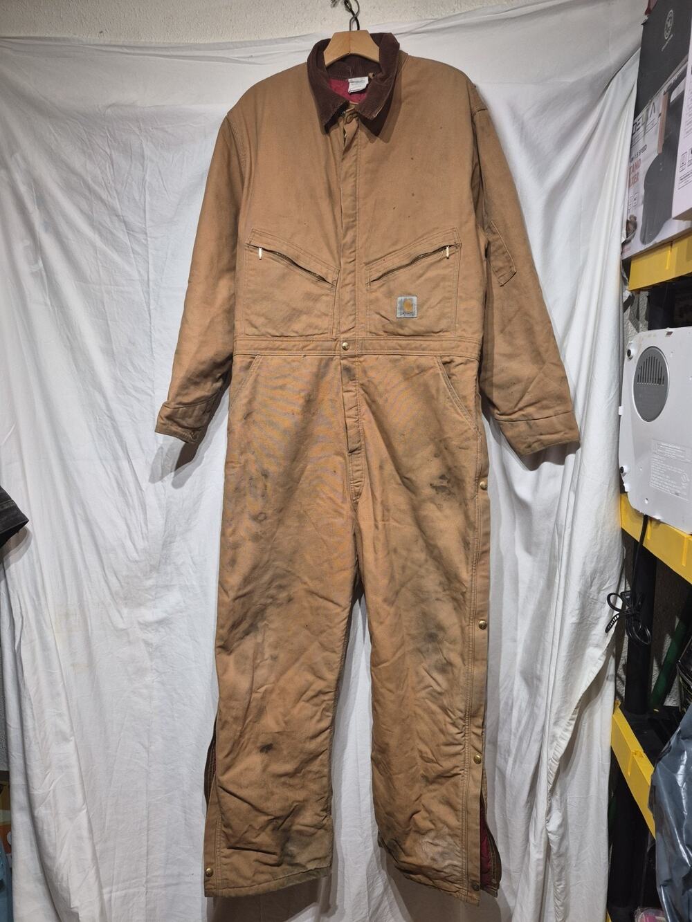 Carhartt Coveralls Men 48 R Brown Insulated Duck Quilt Lined Workwear X01BRN